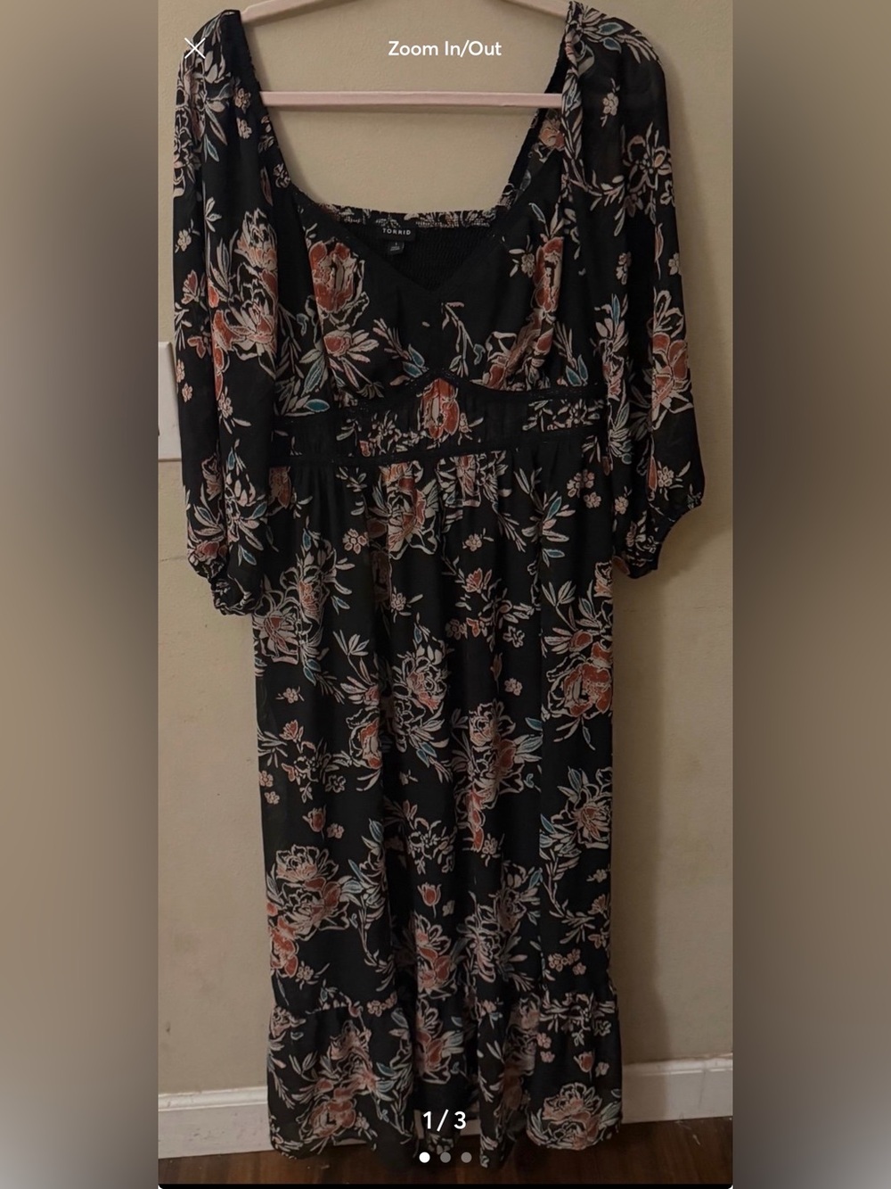 Maxi Chiffon Shirred Bodice A-Line Dress torrid size 1
